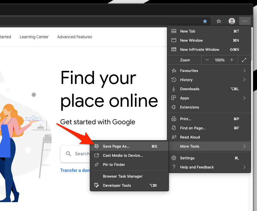 Save Page As Offline Download in Edge Computer