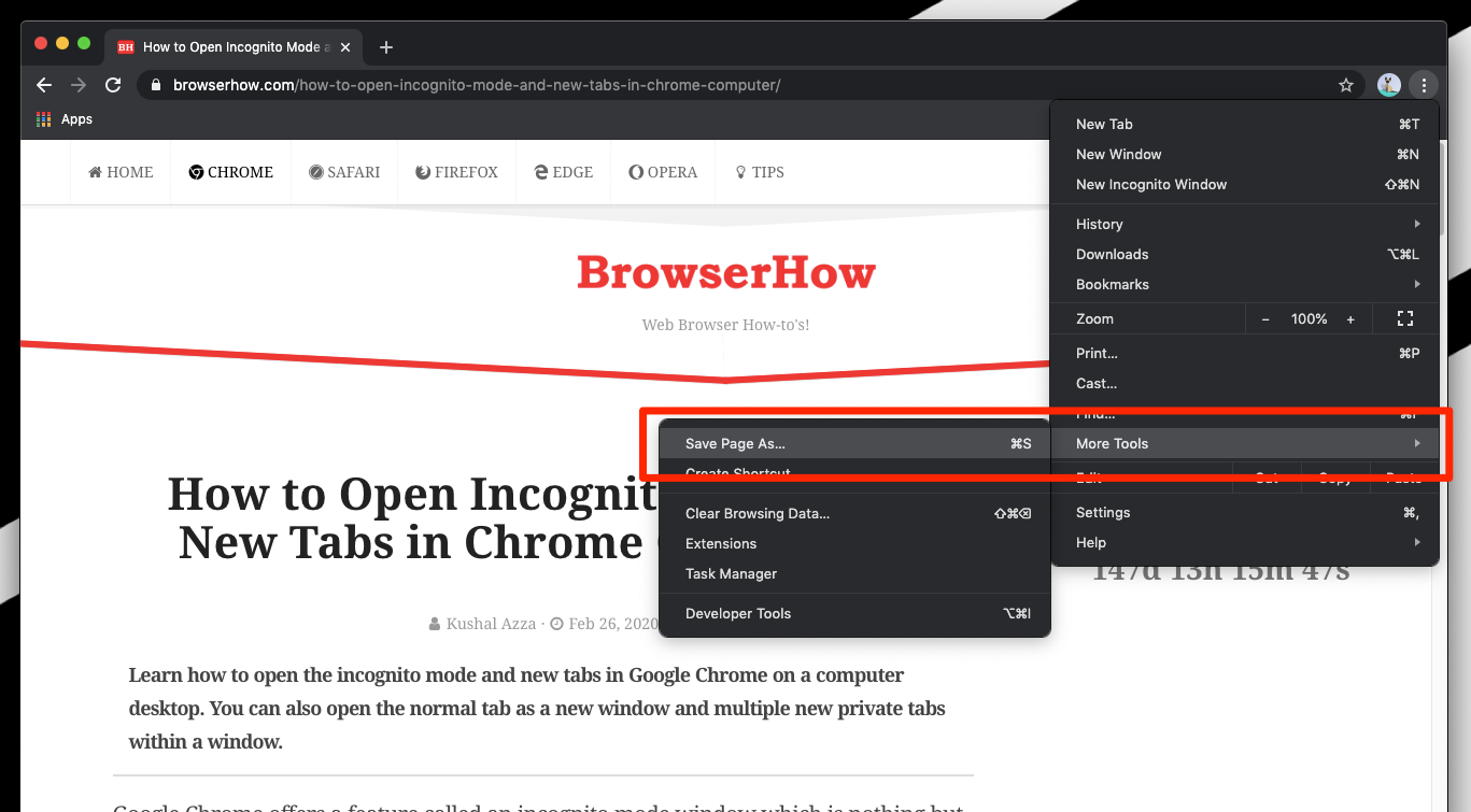 Save Webpage for Offline access in Chrome Computer