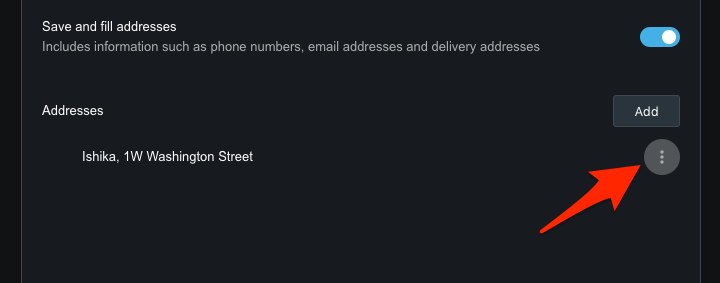 Saved addresses and more options in Opera computer
