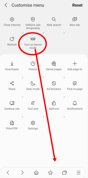 How To Enable Samsung Internet Secret Mode From Toolbar