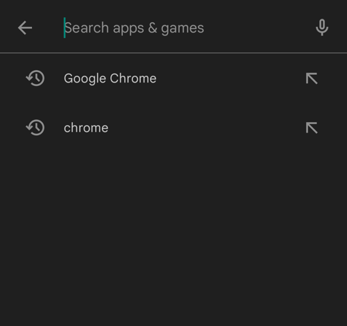 Search Google Chrome browser on Android Play Store search bar