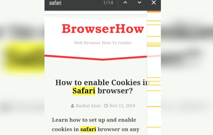 Search in Page on Chrome Android
