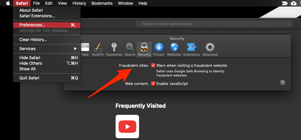 Security Settings for Fraudulent sites in Safari Mac