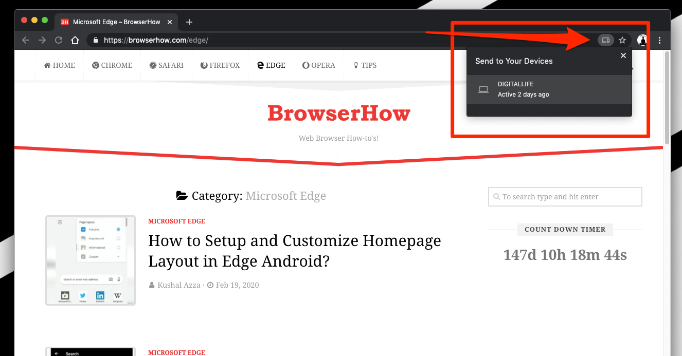 Send to Your Devices in Chrome Computer