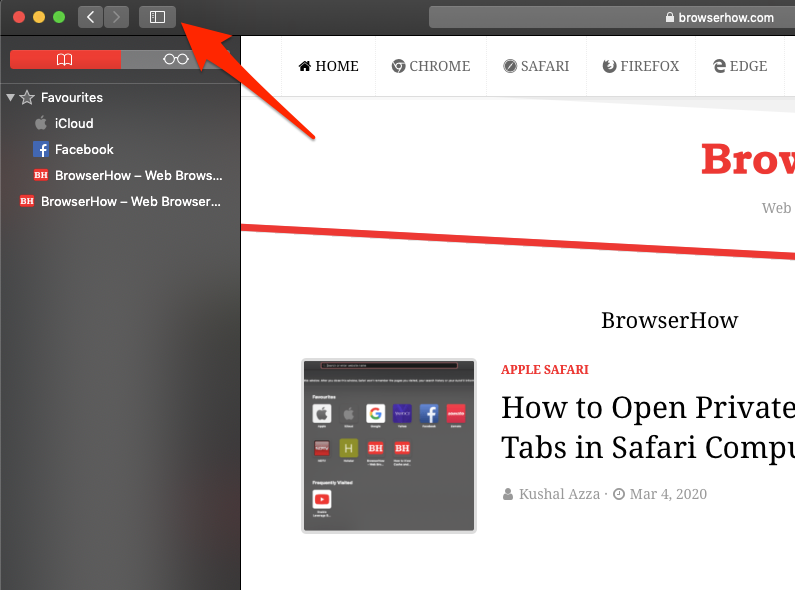 Show Bookmarks in Sidebar on Apple Safari Computer