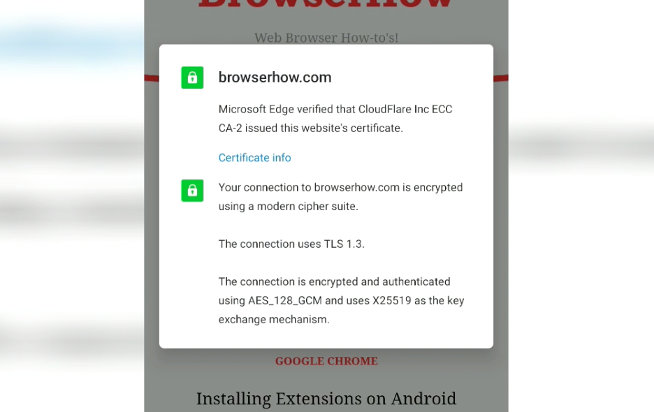Site Certification Information Microsoft Edge