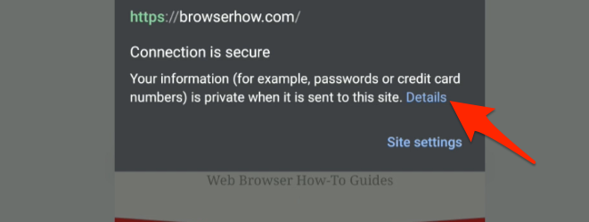 Site Information Details Link Chrome Android