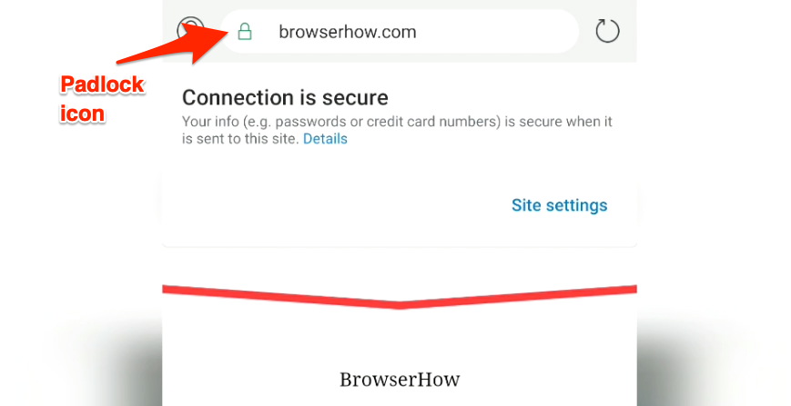 Site Information on Microsoft Edge Android