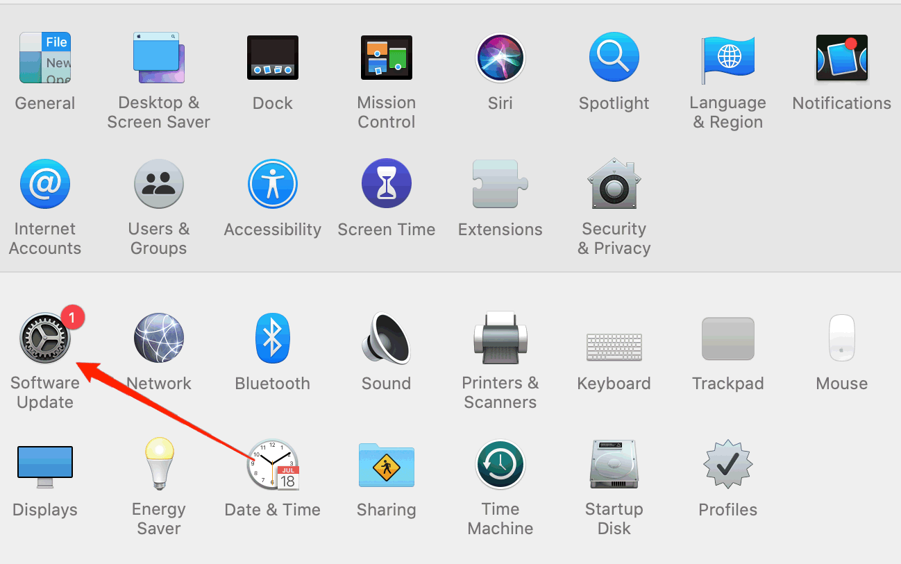 Software update in macOS System PreferenceSoftware update in macOS System Preference