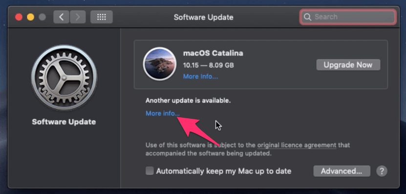 Software Update More Info Link