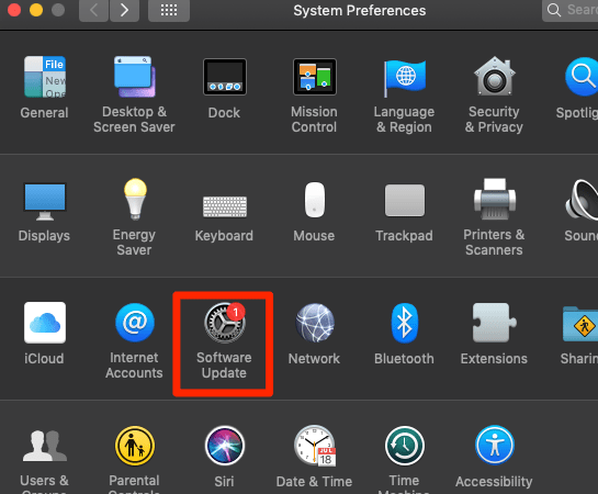 System Preferences - Software Update