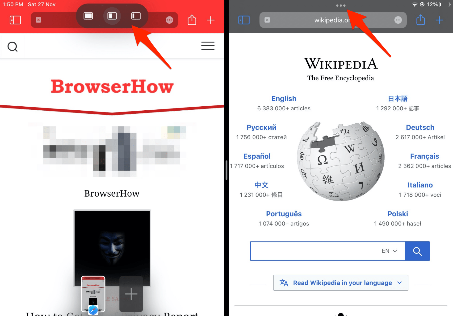 Tabbing and Split View Option in App Header