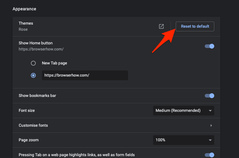Theme Reset to default in Chrome computer
