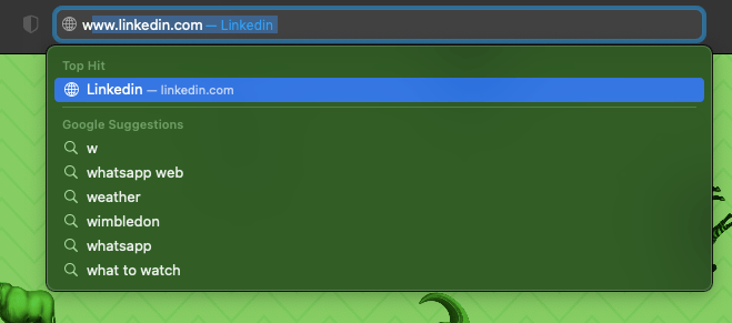 Top Hit feature in Safari browser