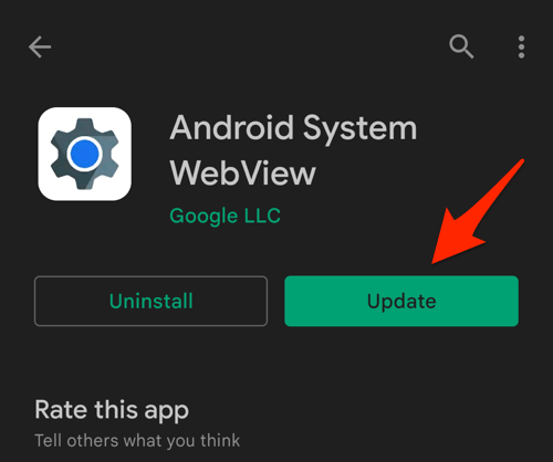Update Android System WebView on Google Play Store