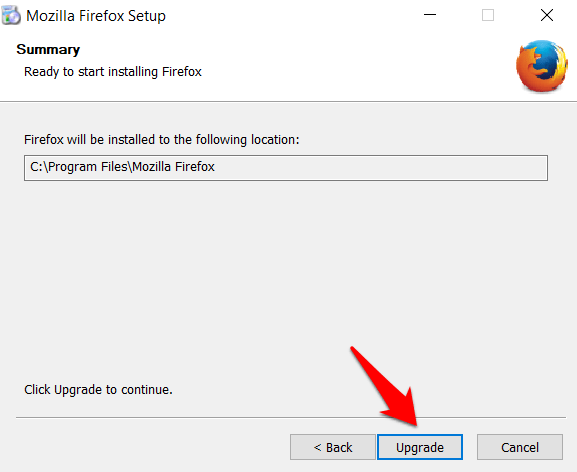 Upgrade Firefox existing version