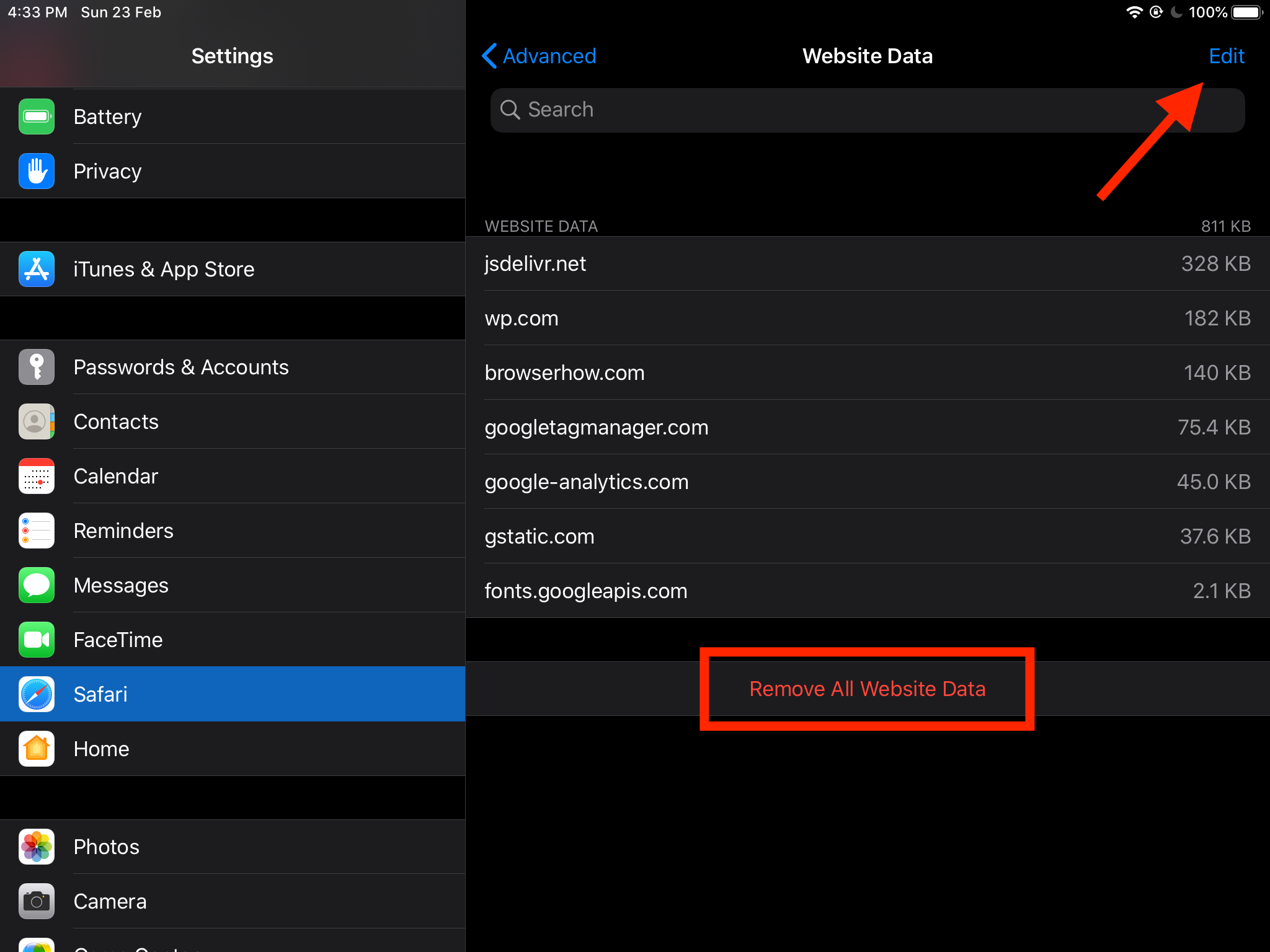 View and Delete Website Cache and Storage Data from Safari iPhone or iPad