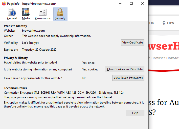 View and Manage Site Security in Firefox Computer Browser