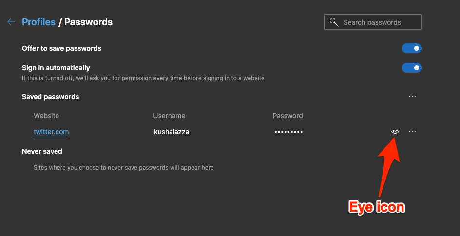 View Saved Password in Edge Windows Computer